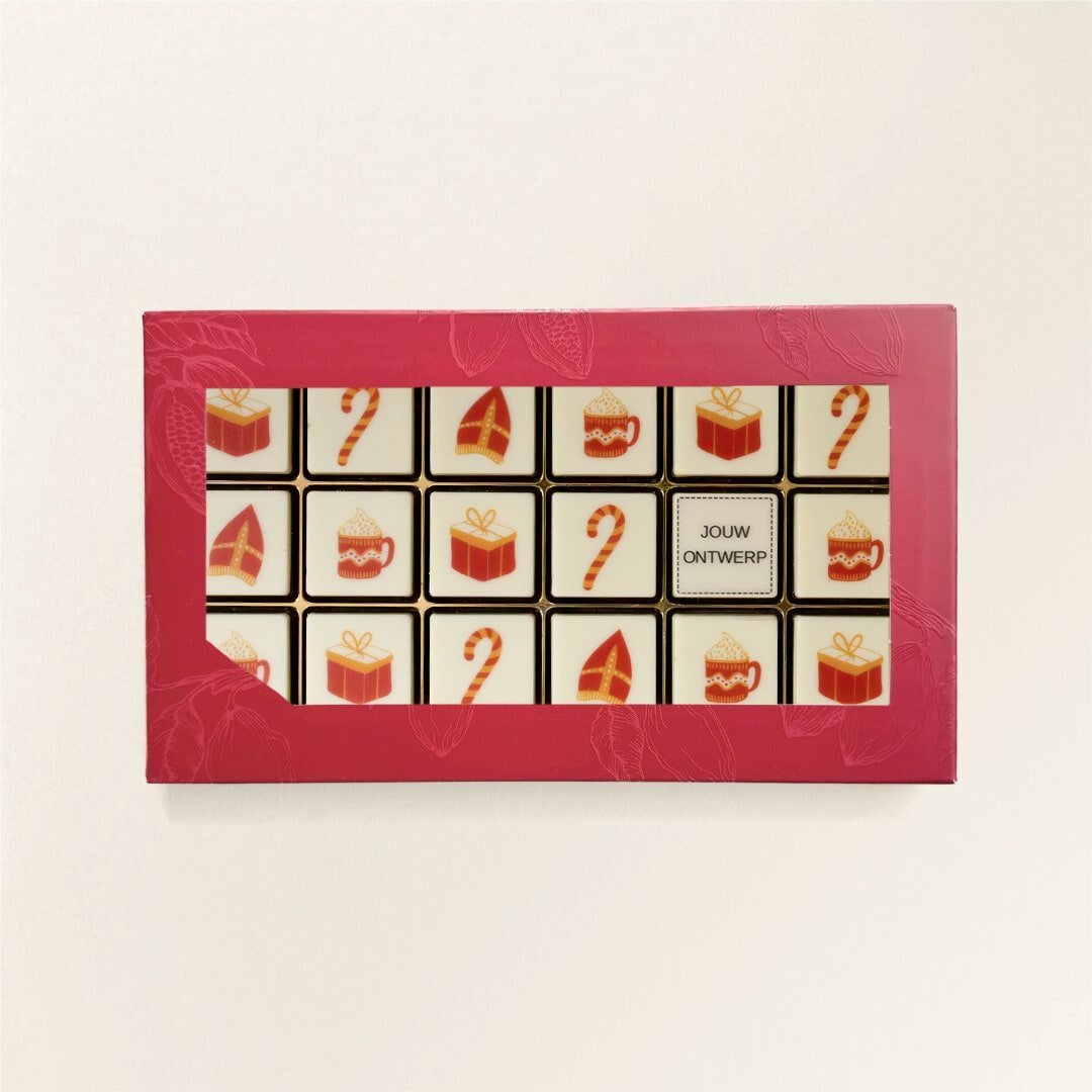 Chocoladeblokjes 18 sinterklaas logo