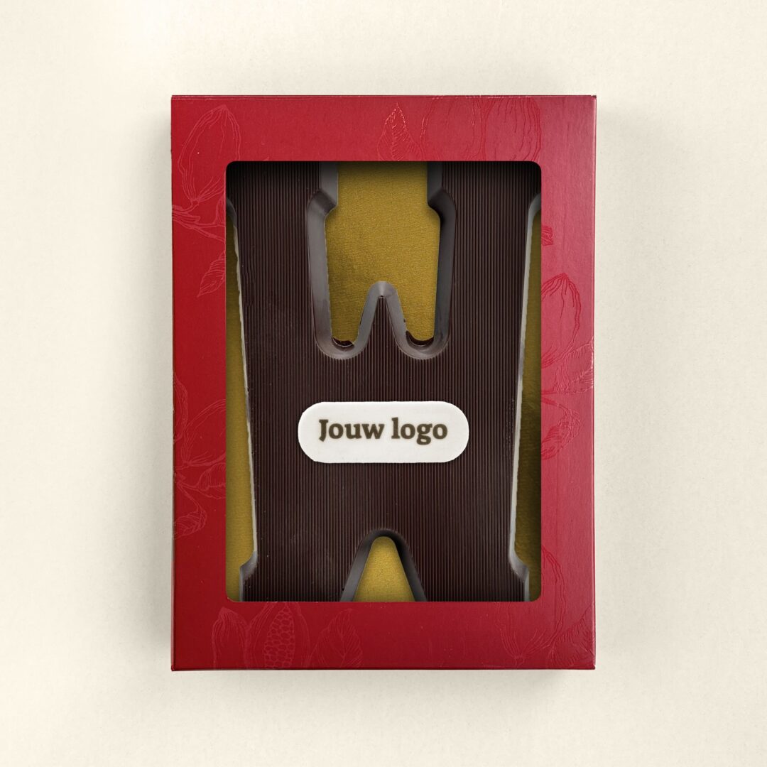 Chocolade logoletter W puur met jouw eigen logo