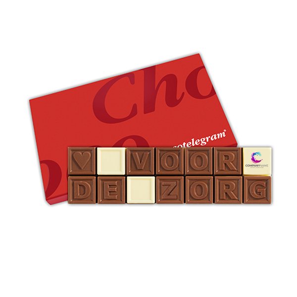 Chocotelegram 14-Hart voor de zorg + logo