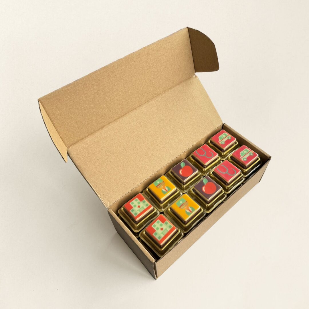 Chocoladeblokjes Dag van de Zorg in Monotray