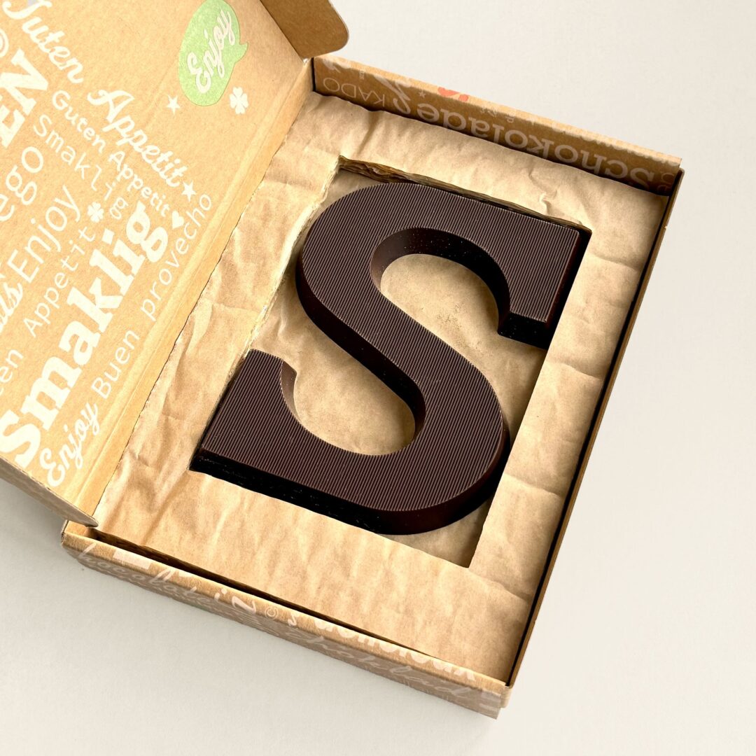 Luxe chocoladeletter S puur in brievenbus verpakking