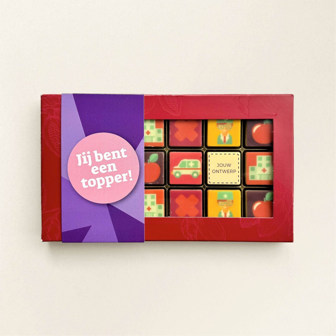 Chocoladeblokjes 18 Dag van de Zorg met eigen logo