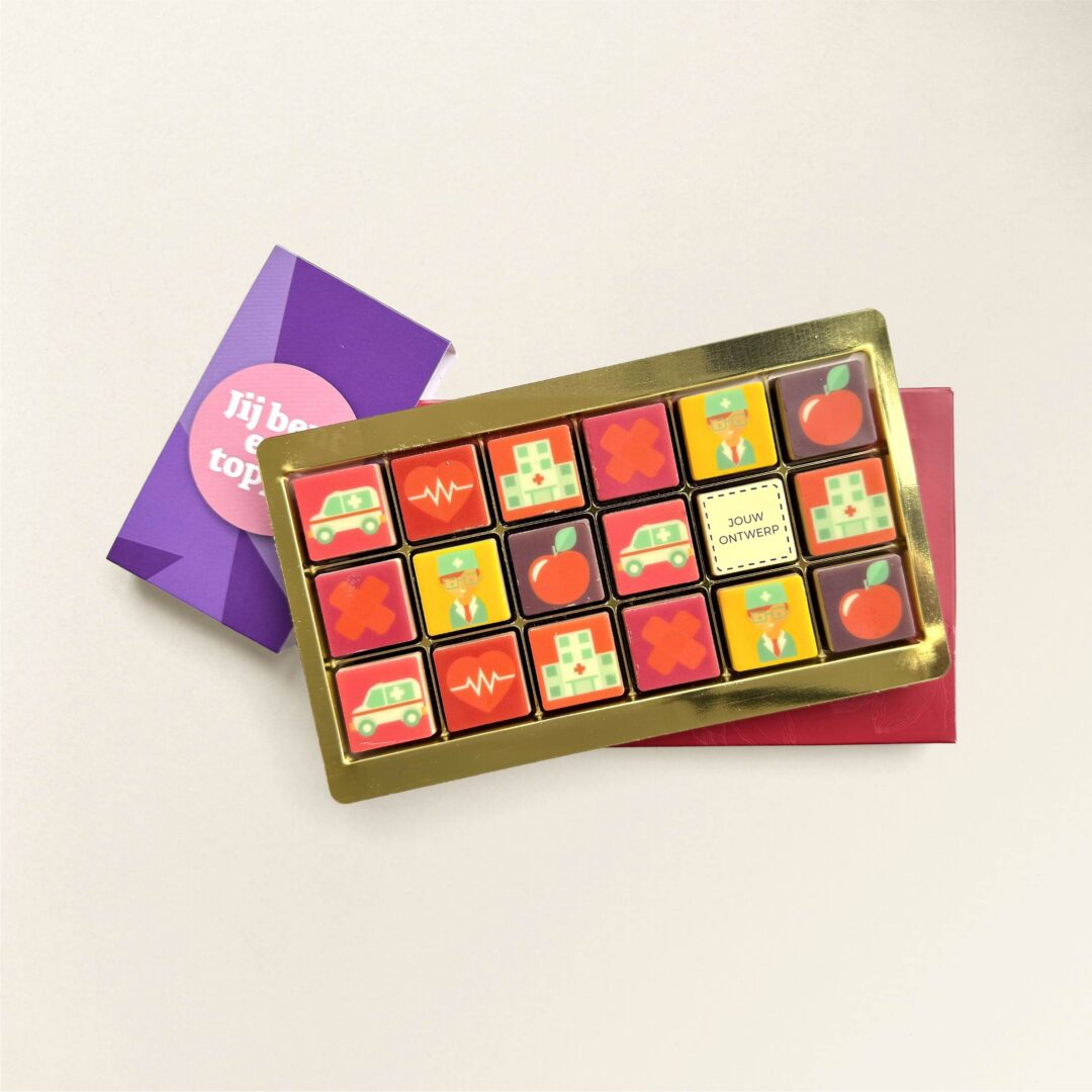 Chocoladeblokjes 18 Dag van de Zorg met eigen logo