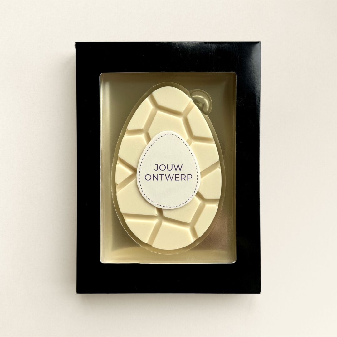 Chocolade paasei, wit met logo